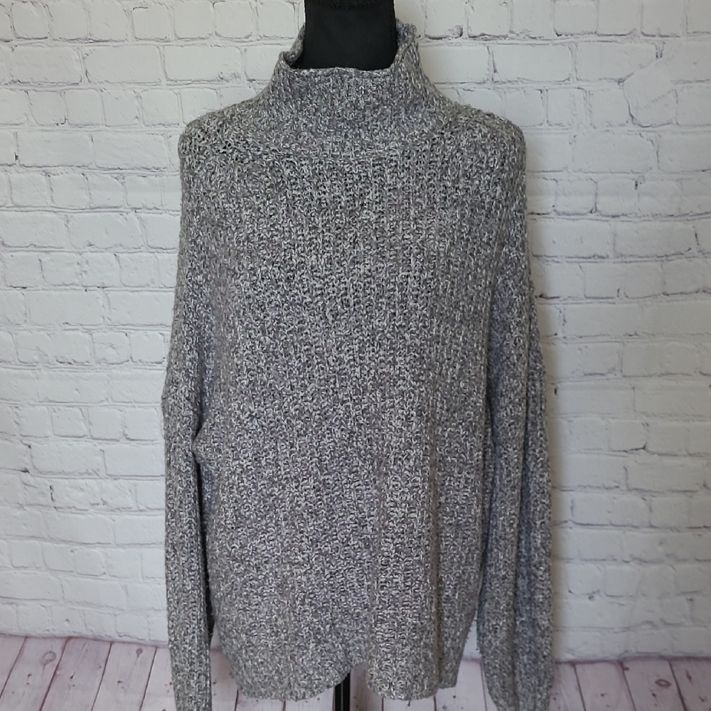 Cozy Marled Gray Turtleneck Sweater